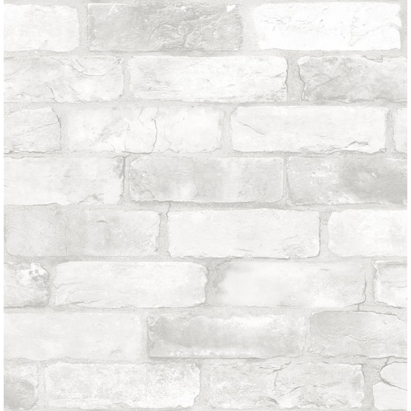 A-Street Prints Rustin White Reclaimed Bricks White Wallpaper Sample