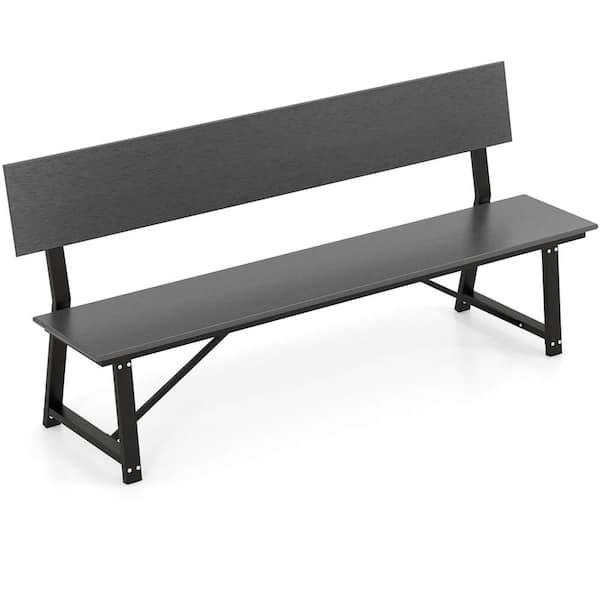 Costway 1 PCS Grey Metal Reclining Beach Chair with All-Weather HDPE Seat and Back Heavy-Duty Metal Support