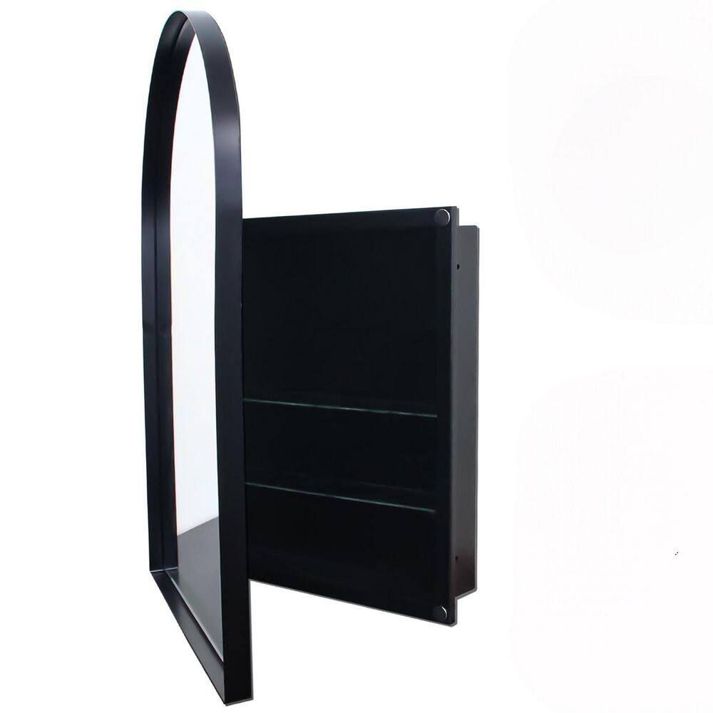 24 in. W x 36 in. H Arched Black Iron Framed Wall Mount or Recessed Adjustable Shelves Medicine Cabinet with Mirror price history on PriceWatchPro