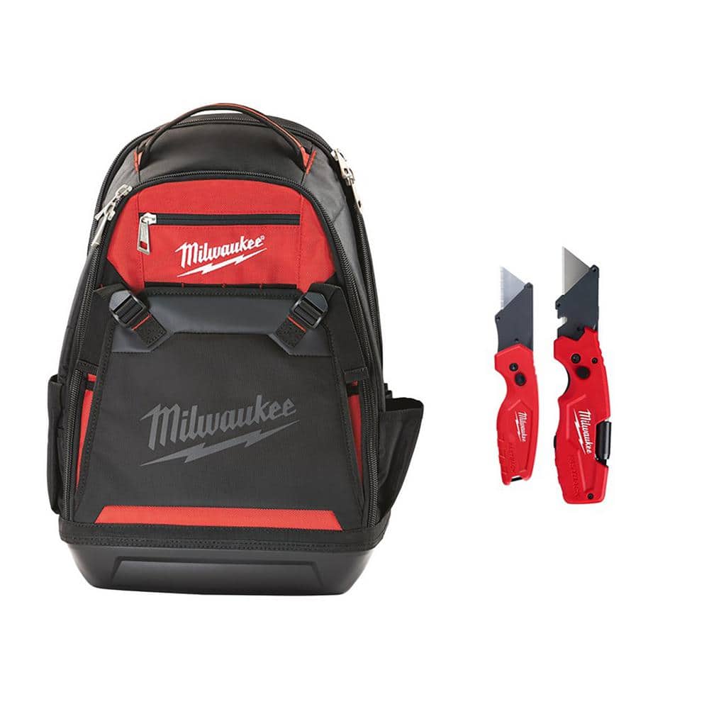 Milwaukee 10 in. Jobsite Backpack with FASTBACK 6-In-1 Folding Utility  Knife and FASTBACK Compact Folding Utility Knife Set 48-22-8200-48-22-1505Q  - The Home Depot