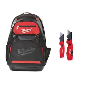 10 in. Jobsite Backpack with FASTBACK 6-In-1 Folding Utility Knife and FASTBACK Compact Folding Utility Knife Set