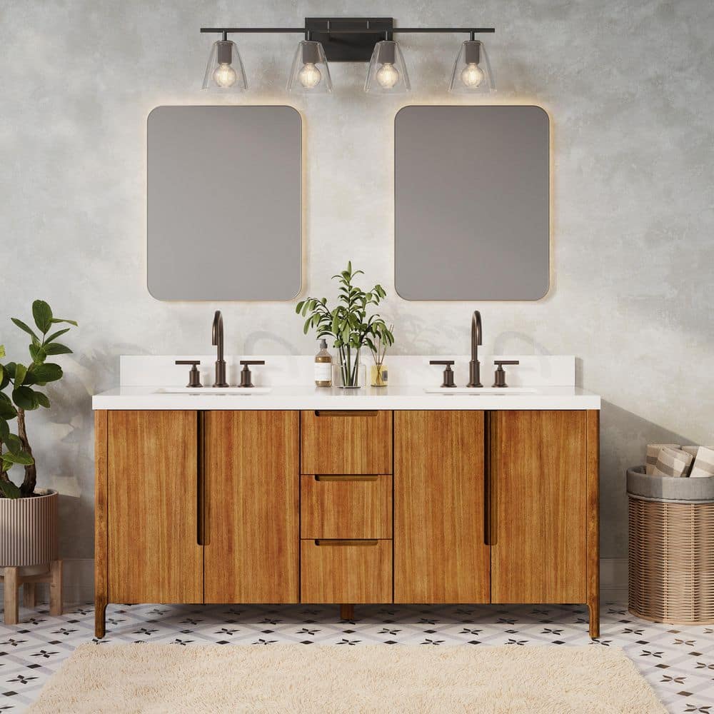 Sequoia 72 in. W x 22 in. D x 34.4 in. H Double Sink Bath Vanity in Mango Wood with White Quartz Top With ORB Faucet price history on PriceWatchPro
