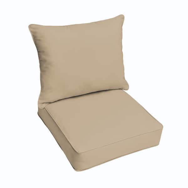 SORRA HOME 23 x 25 Deep Seating Outdoor Pillow and Cushion Set in Solid Tan