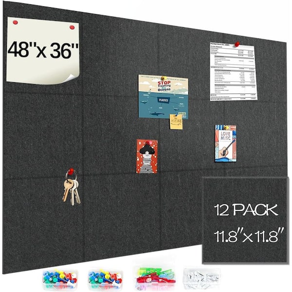 Large Bulletin Board - 48 X 36 Inches 12 Pack Felt Wall Tiles With Safe - View #5