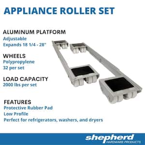 18-1/4 - 28 in. Aluminum Steel Appliance Rollers (2-Pack)