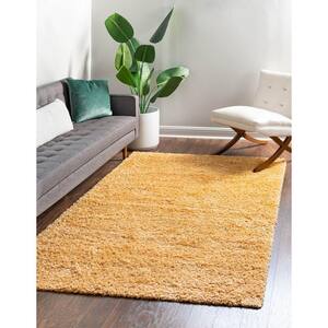 Davos Shag Sunglow Yellow 9 ft. x 11 ft. 9 in. Area Rug