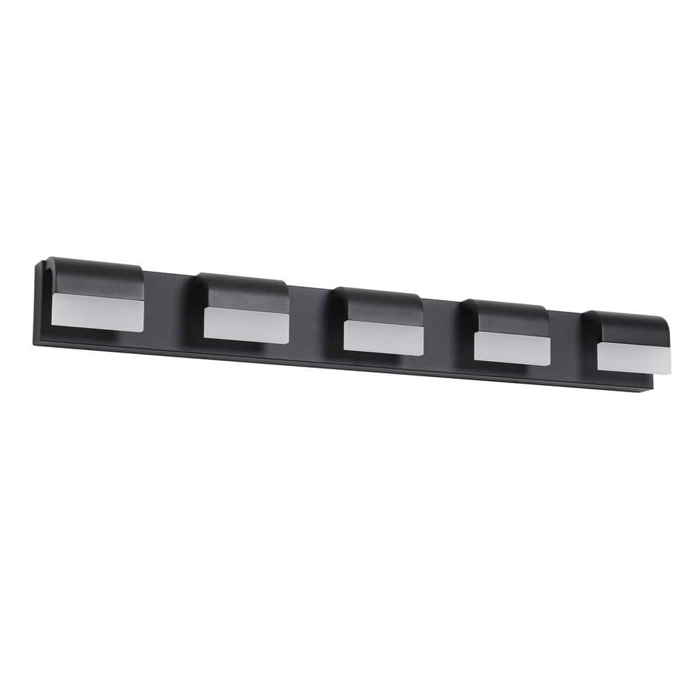 38 in. 5 Light Black LED Vanity Light Bar Energy-Efficient Bathroom Wall Sc