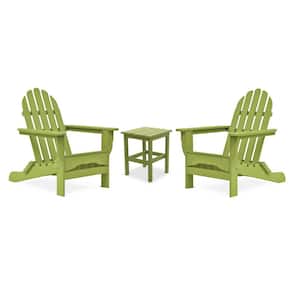 Icon Lime Green Recycled Plastic Adirondack Chair with Side Table (2-Pack)