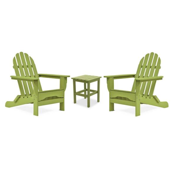 DUROGREEN Icon Lime Green Recycled Plastic Adirondack Chair with Side Table (2-Pack)