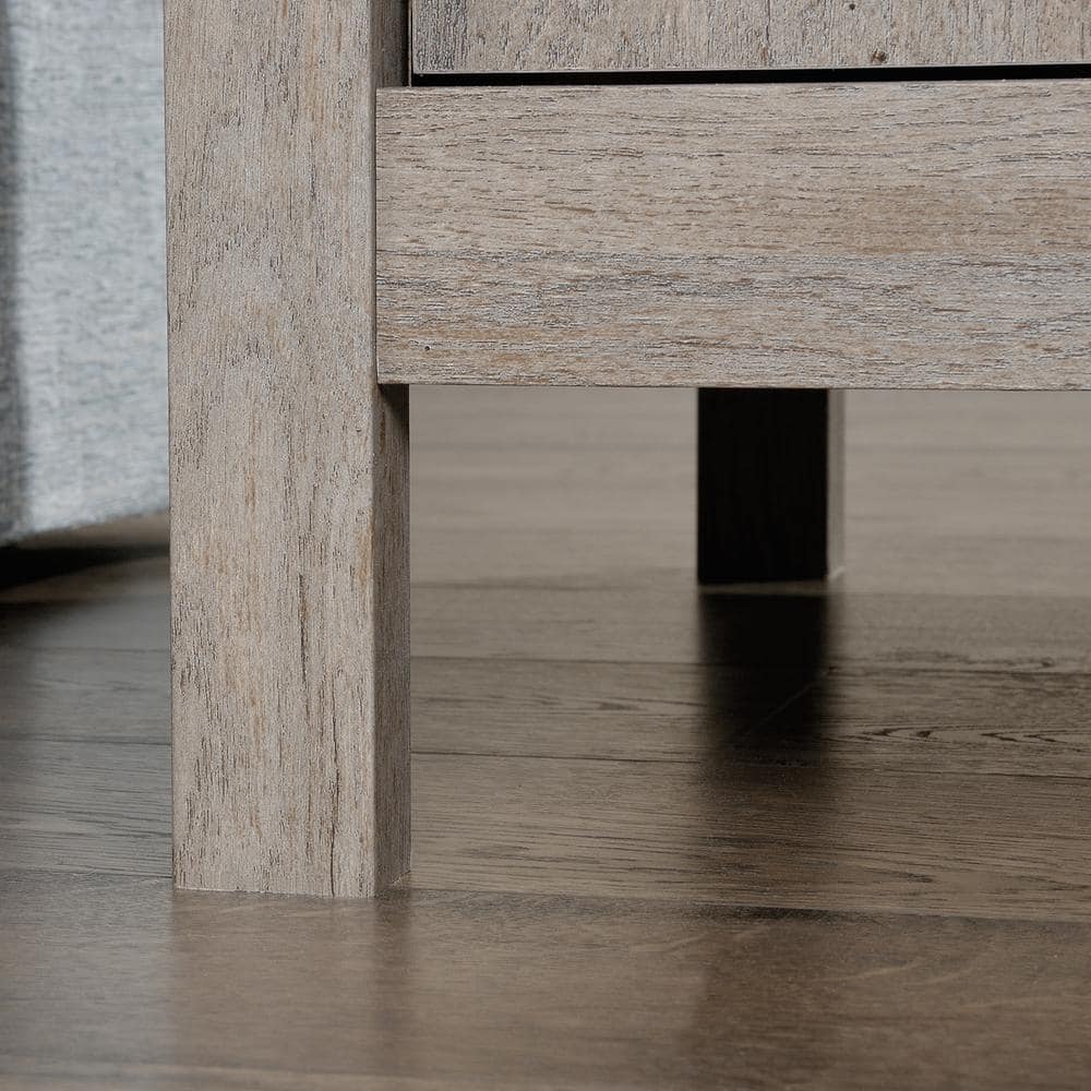 Mystic Oak Vintage-Inspired Side Table with Storage