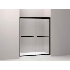 Gradient 59-5/8 in. x 70-1/16 in. Semi-Frameless Sliding Shower Door in Anodized Dark Bronze with Crystal Clear Glass