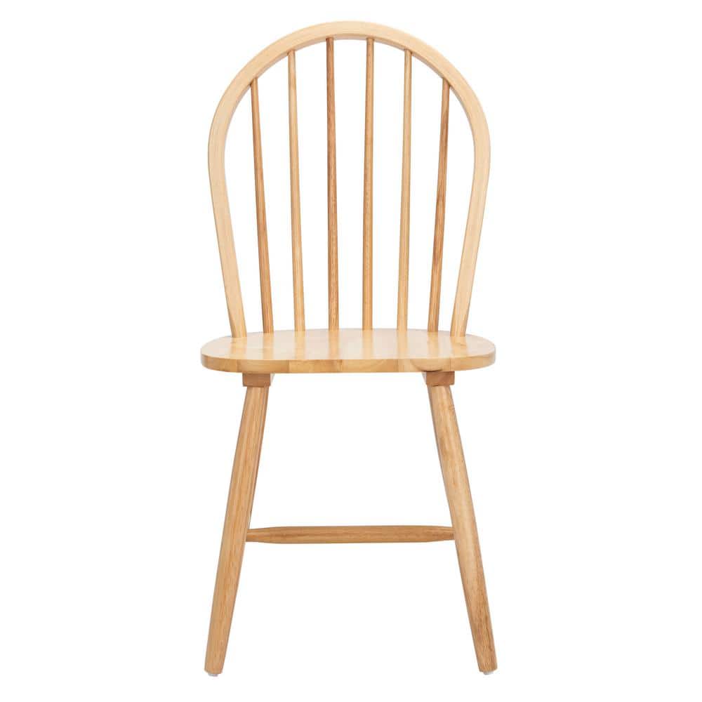 Natural Rubberwood High Slat Back Windsor Side Chair Set