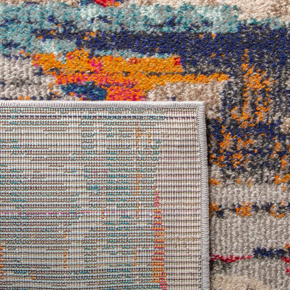 Ivory and Multicolor Abstract Synthetic Area Rug, 4' x 6'