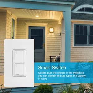 Caseta Smart Switch for All Bulb Types or Fans, 5A, White (6-Pack)