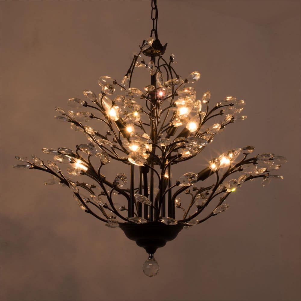 Chicago 8-Light Black Metal Chandelier with Crystal Accents