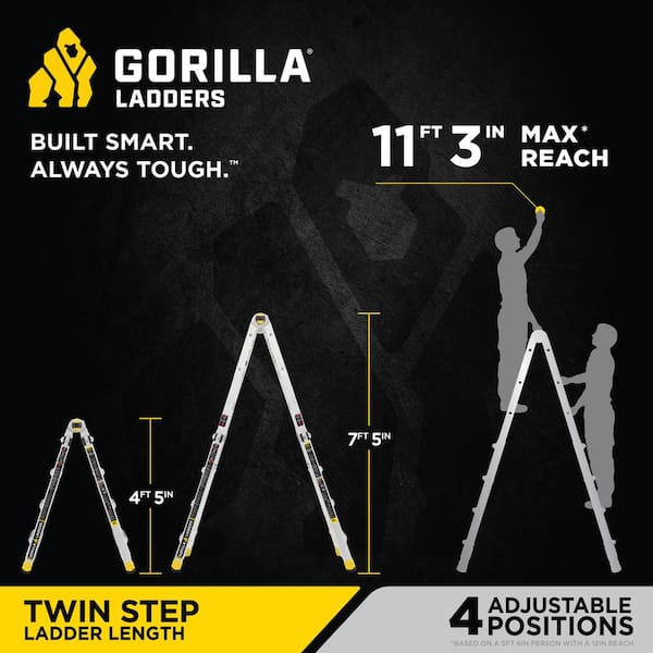 Gorilla Ladders 18 ft Reach Aluminum Multi-Position Ladder