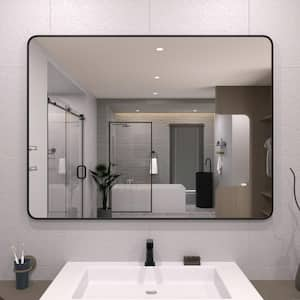 48 in. W x 36 in. H Rectangular Framed Wall Bathroom Vanity Mirror in Matte Black