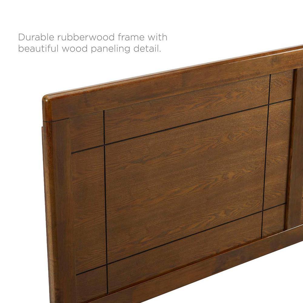 Archie Walnut Full Rubberwood Mid-Century Modern Headboard