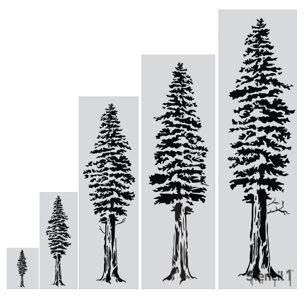 Stencil1 Redwood Tree - Wall Stencil 24 x 72