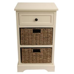 Urban Farmhouse Antique White 3-Drawer Basket End Table