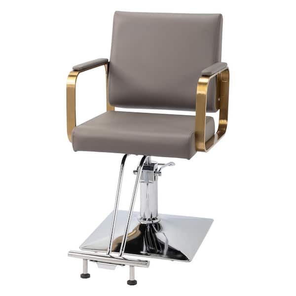 Karl home Faux Leather Seat Swivel Salon Chair in Gray