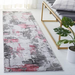 Craft Gray/Pink 2 ft. x 10 ft. Gradient Abstract Runner Rug