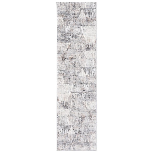 Shivan 2 ft. x 8 ft. Ivory/Gray Diamond Distressed Abstract Runner Rug