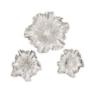 Fiberglass Silver 3D Floral Wall Decor (Set of 3)