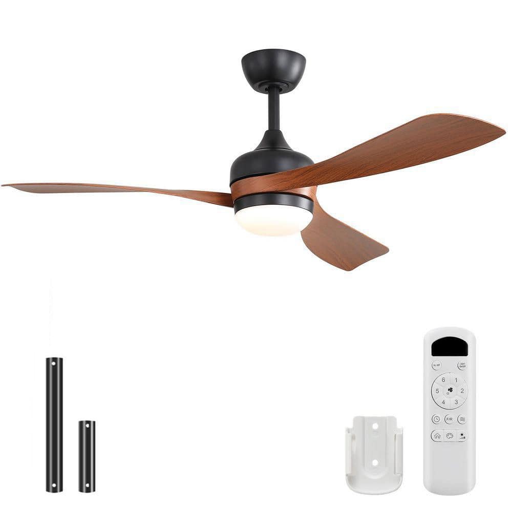 CACI Mall 52 in. Indoor/Outdoor Modern Black and Brown Ceiling Fan