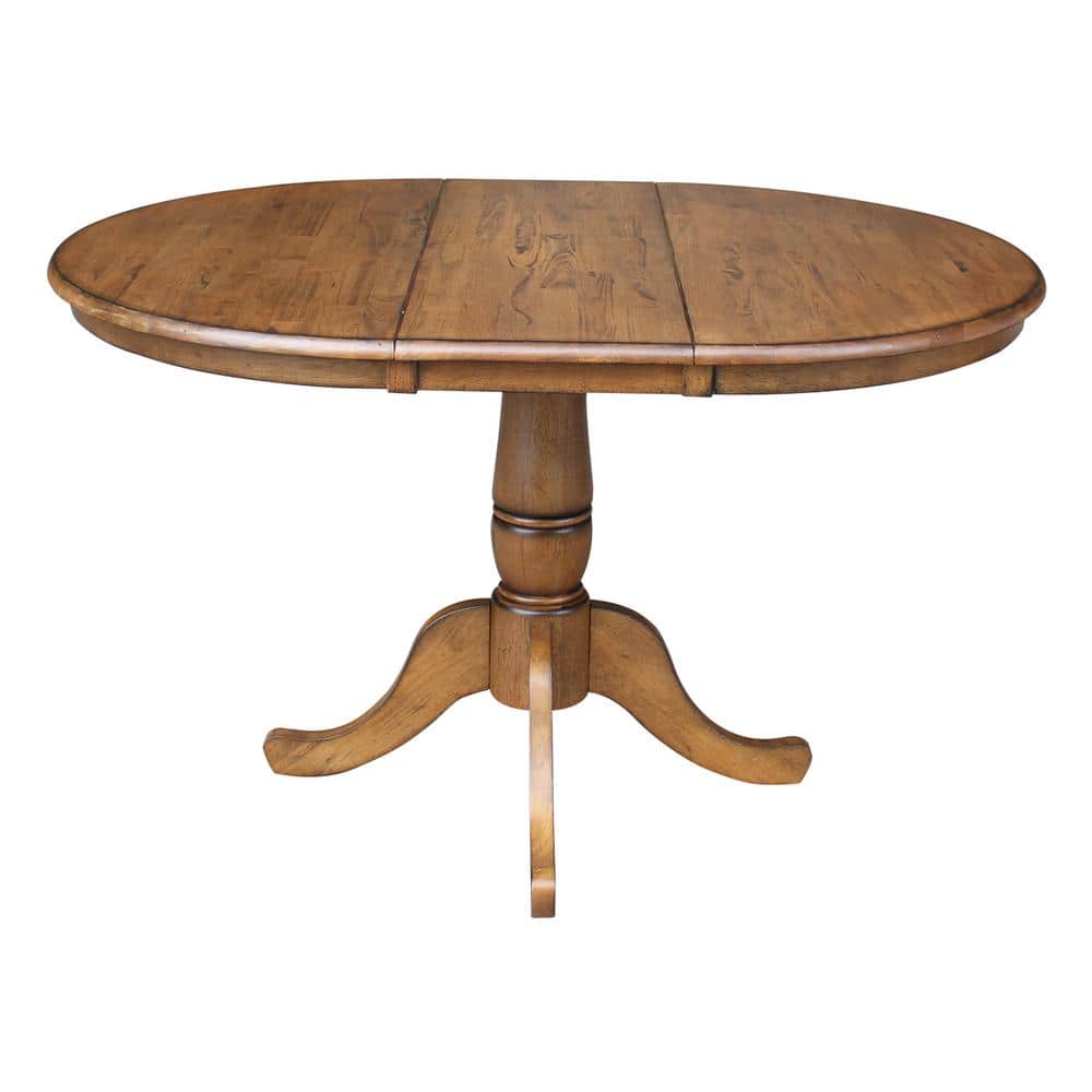 Pecan Round Extendable Wood Counter Height Table