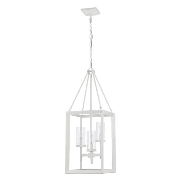 Smyth 60-Watt 3 Lights Natural White Lantern Pendant Light and No Shade, No Bulbs Included