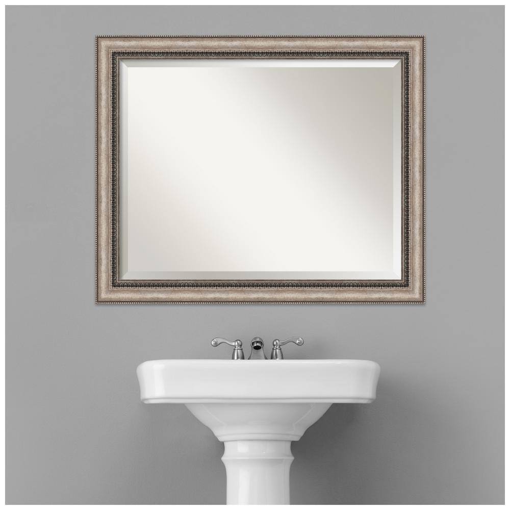 Lyla 32" x 26" Ornate Silver and Bronze Bathroom Vanity Mirror