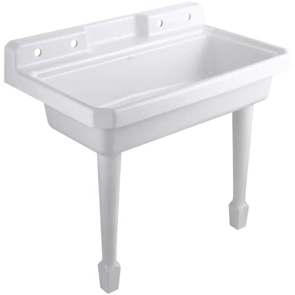 Kohler Harborview 48 In X 28 Cast Iron Top Mount Wall Utility Sink White K 6607 4 0 The Home Depot - Home Depot Wall Mount Utility Sink