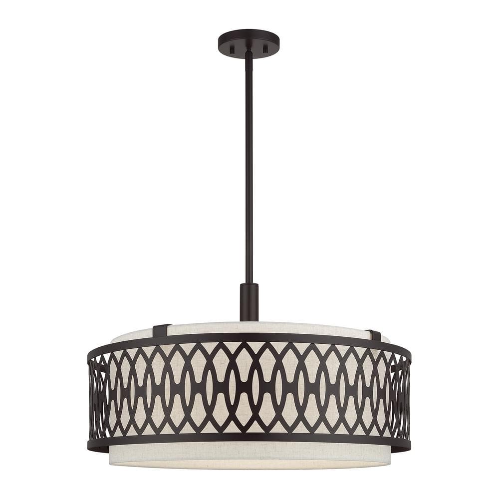 Vistaview 5-Light English Bronze Chandelier with Oatmeal Fabric Shade price history on PriceWatchPro