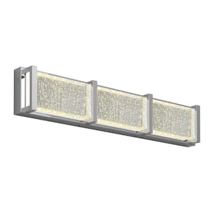 Subway 27 in. 3-Light Chrome Modern Integrated LED Vanity Light Bar for Bathroom with Bubble Glass