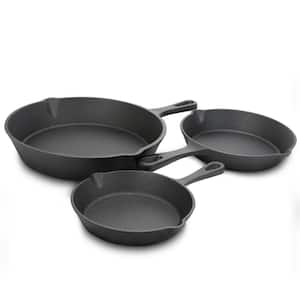 Addlestone 3-Piece 10 in. 8 in. and 6 in. Skillet Set - Asst. Sizes - Round - Black - Preseasoned - Cast Iron - GBX