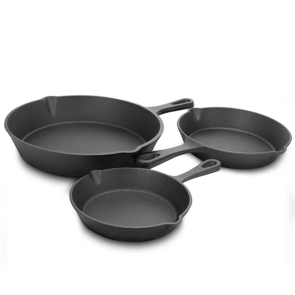 General Store Addlestone 3-Piece 10 in. 8 in. and 6 in. Skillet Set - Asst. Sizes - Round - Black - Preseasoned - Cast Iron - GBX