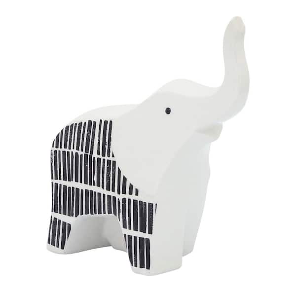 Liv & Skye Black 7 in. x 7 in. Stoneware Elephant with Trunk Up Figurine