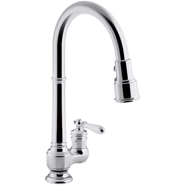 KOHLER Artifacts Single-Handle Pull-Down Sprayer Kitchen Faucet in Polished Chrome