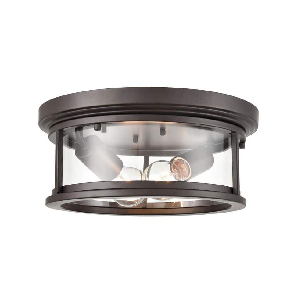 Powder Coat Bronze Glass 12" Flush Mount Light