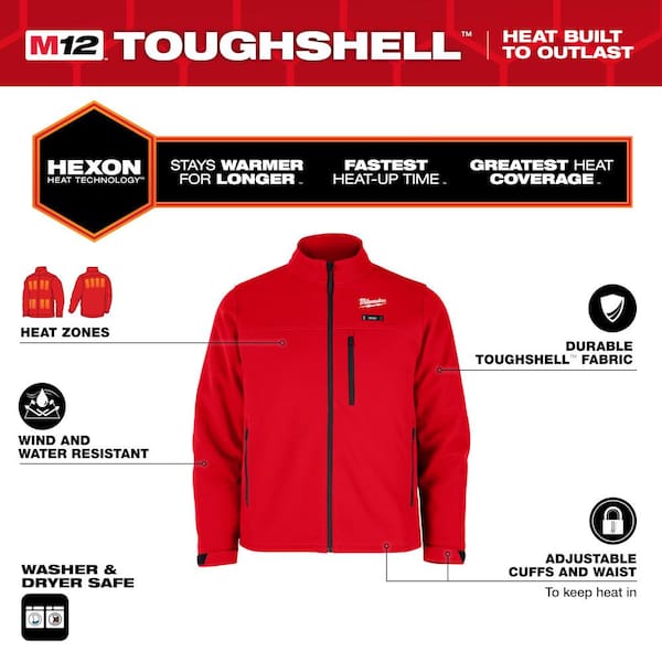 Men's Medium M12 12V Lithium-Ion Cordless TOUGHSHELL Red Heated Jacket with (1) 3.0 Ah Battery and Charger