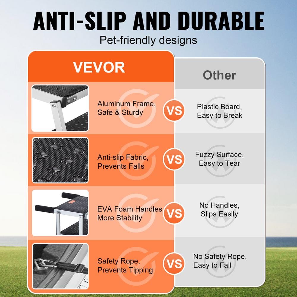 Black Aluminum 4-Step Folding Dog Car Ramp
