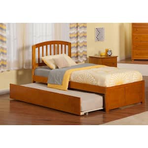 AFI Richmond Caramel Brown Twin Size Platform Bed Frame with Panel Footboard and Twin Size Trundle