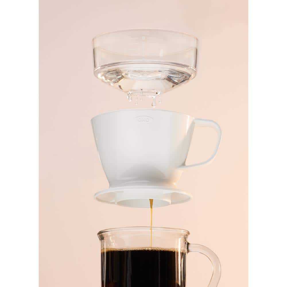 White 12 oz Single Serve Pour-Over Coffee Maker