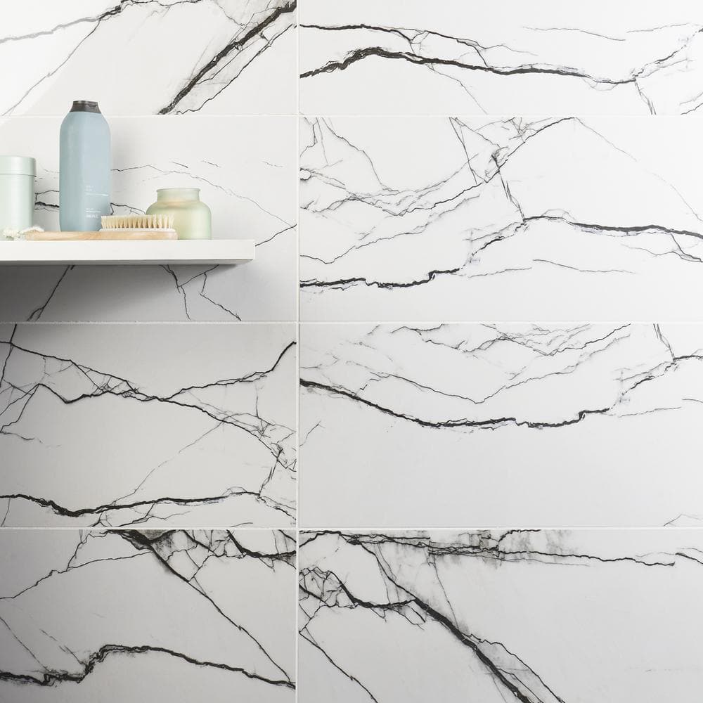 Magnus Breach 11.81 x 23.62 Polished Porcelain Marble-Look Tile
