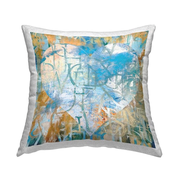 Stupell Industries Blue Typography Heart Outdoor Printed Throw Pillow by Porter Hastings