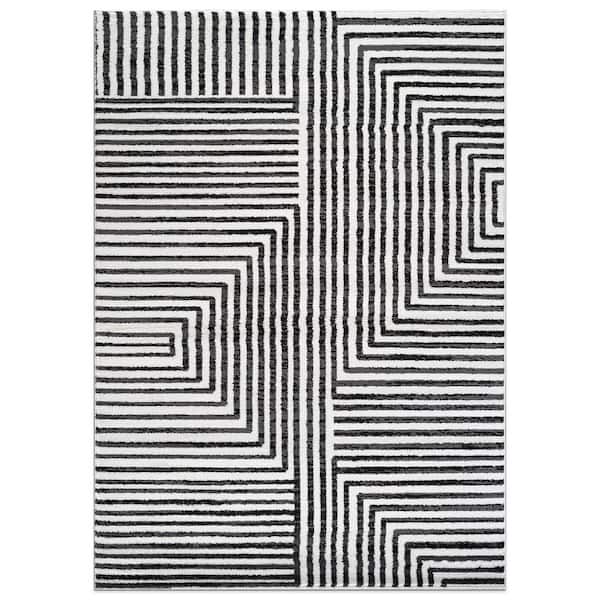 Modern Maze Cream 7 ft. 10 in. x 10 ft. Area Rug