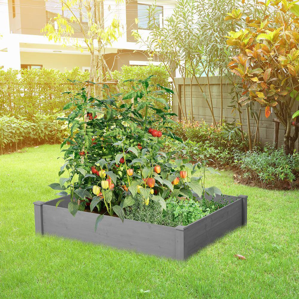 48 in. L x 48 in. W x 10 in. H Raised Garden Bed Outdoor Wood Planter Box Over Floor Tool-Free Assembly price history on PriceWatchPro