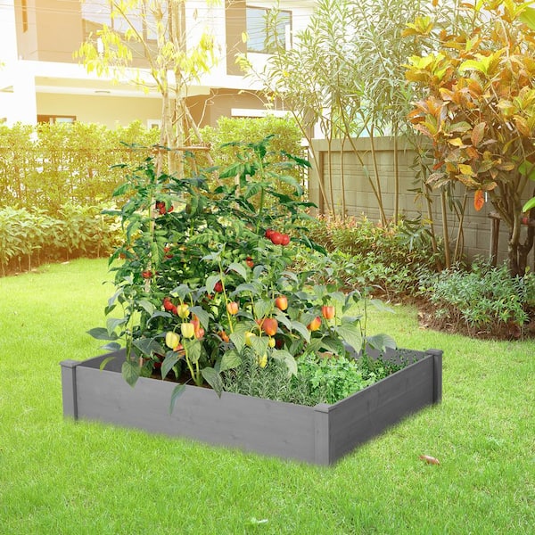GOGEXX 48 in. L x 48 in. W x 10 in. H Raised Garden Bed Outdoor Wood Planter Box Over Floor Tool-Free Assembly