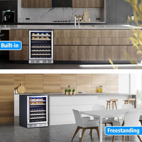 Kalamera 24 in. Built-In 46 Bottle Dual Zone Wine Cooler